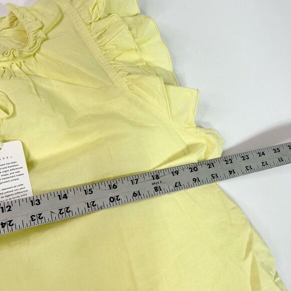 Stark X Blouse Womens Medium Yellow Tie Front Ruffle Short Sleeves Top New - Picture 6 of 10
